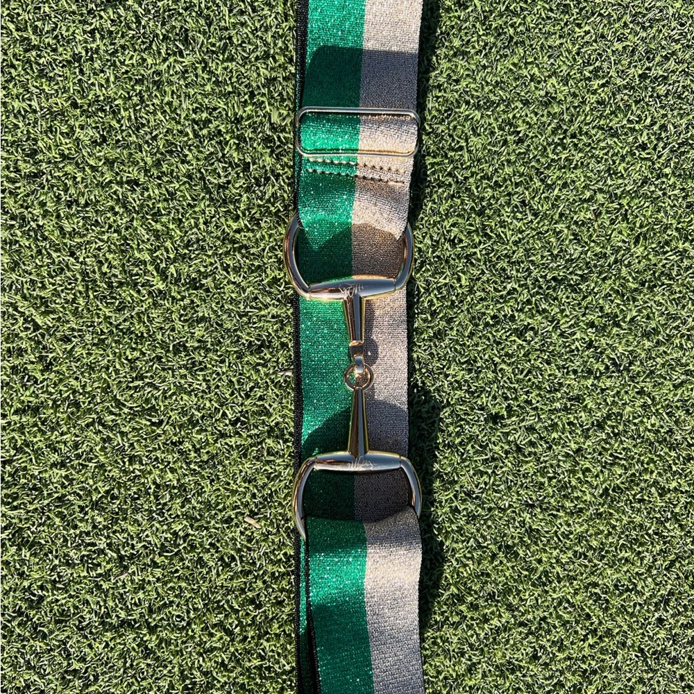 Stylish Green and Gold Gold snaffle bit equestrian Belt one size fits most